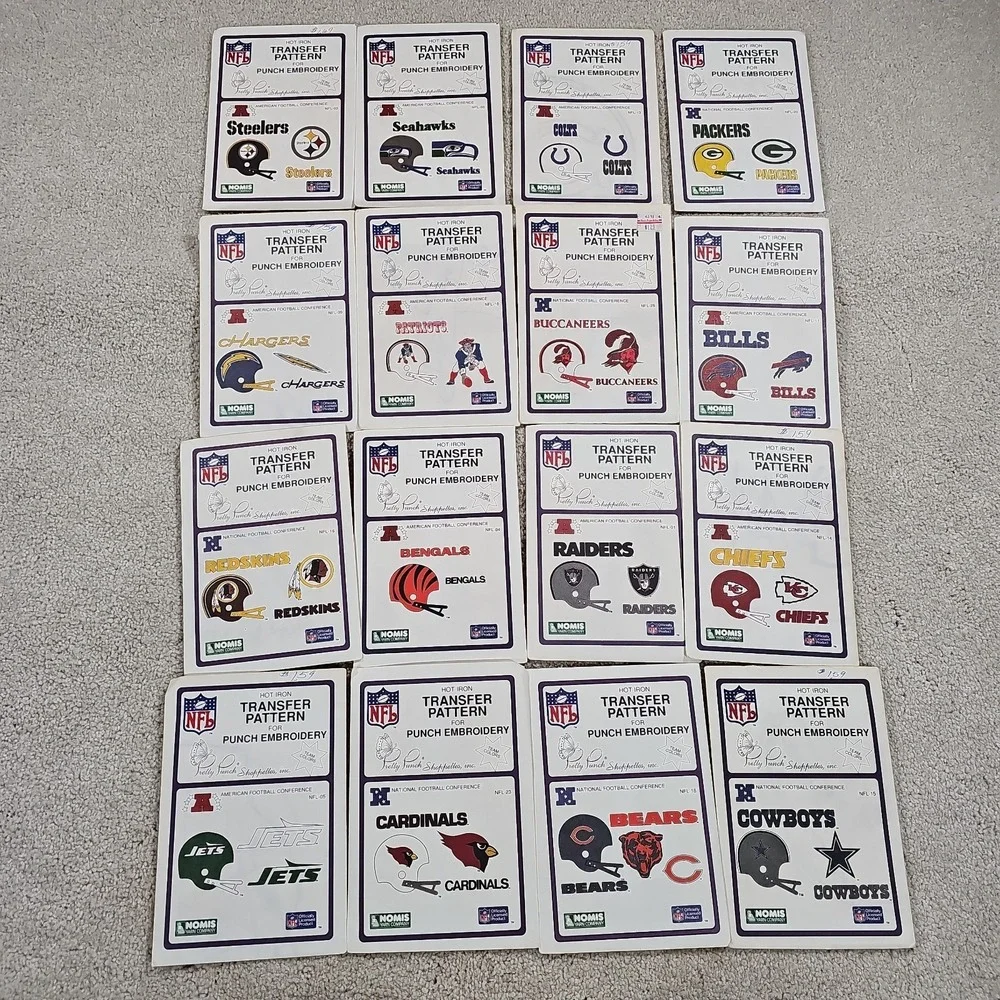 16 NFL Pretty Punch Hot Iron Transfer Patterns Steelers Seahawks Cowboys Patriot
